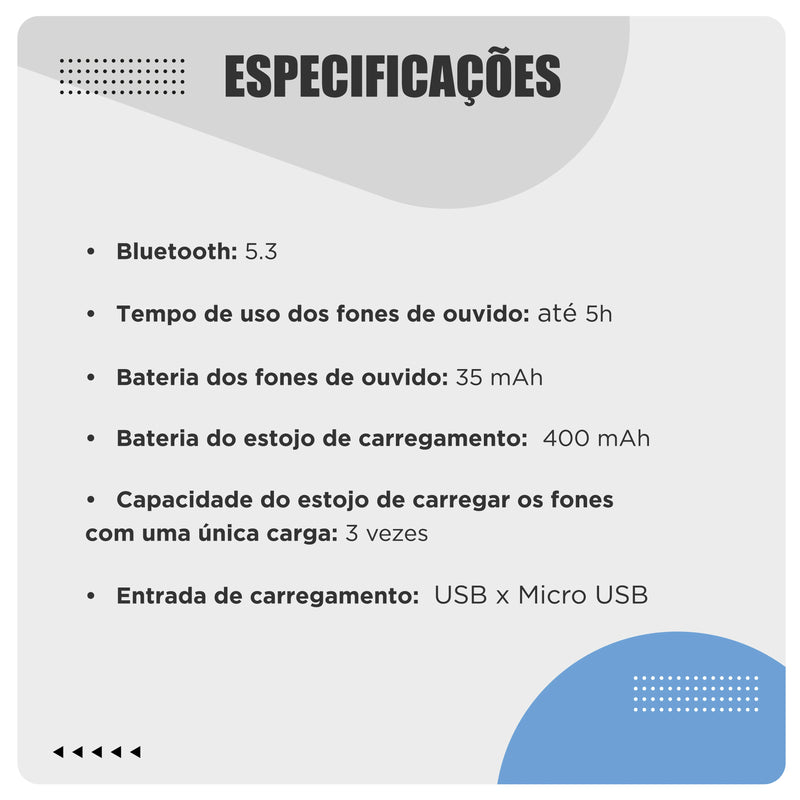 Fone de ouvido sem fio F9-5 - Bluetooth 5.3 e Som premium