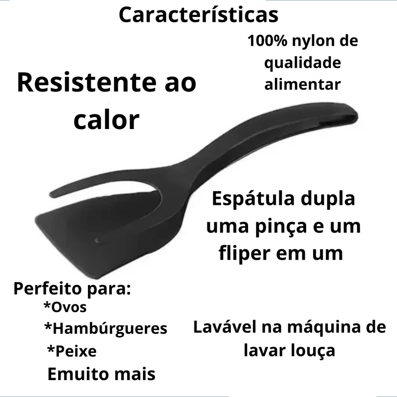 2 em 1 cozinha espátula pinças para girar ovos panquecas churrasco