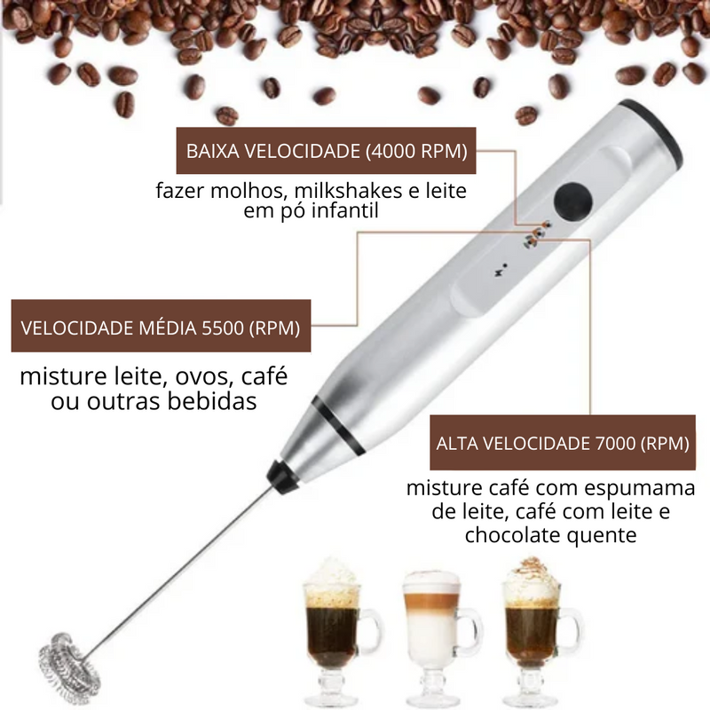 Batedor de leite sem fio, misturador para café, cappuccino, creme elétrico com usb