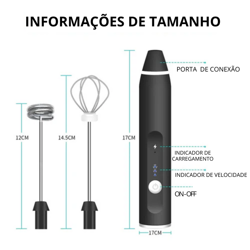 Batedor de leite sem fio, misturador para café, cappuccino, creme elétrico com usb