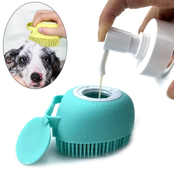 Escova de Banho Massageadora Macia de Silicone Para Cães e Gatos